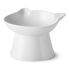 YY-Esahomu ceramic elevated cat bowl on a stand for comfortable eating posture.