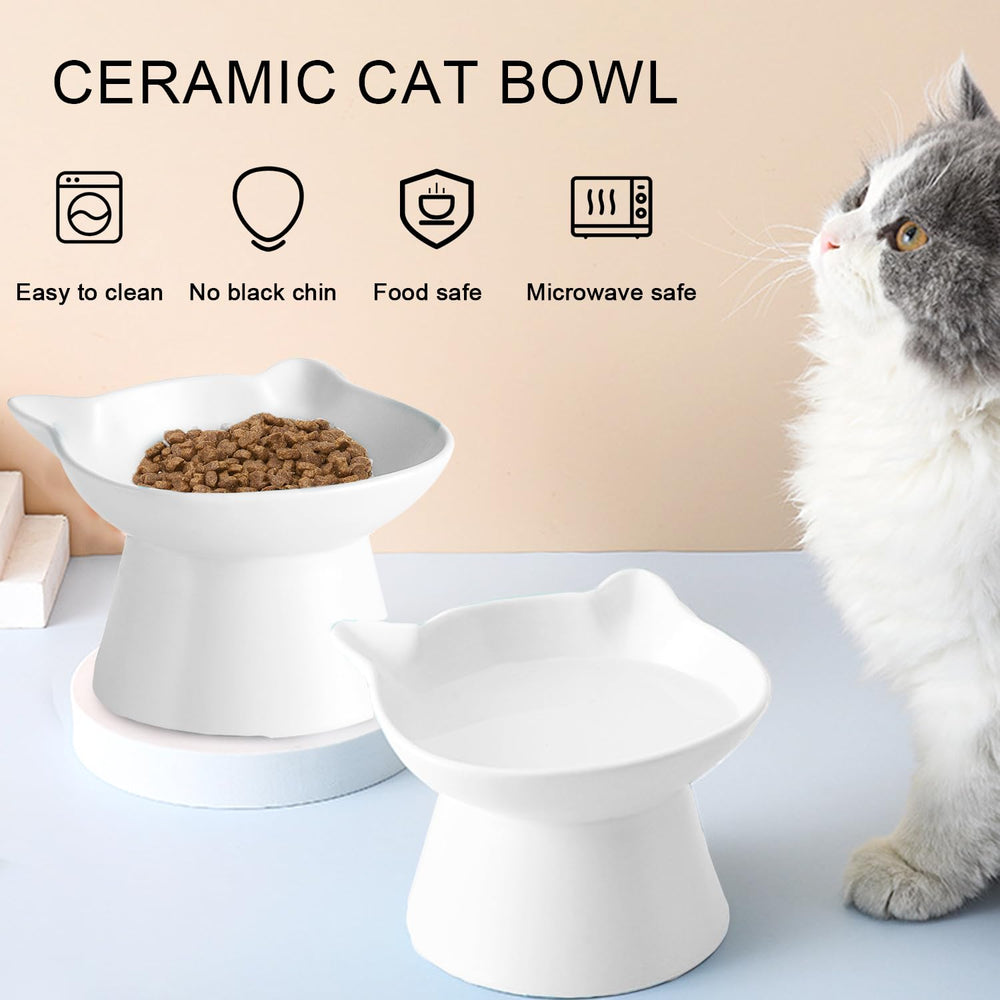 YY-Esahomu tilted design cat bowl supports anti-vomiting meals.