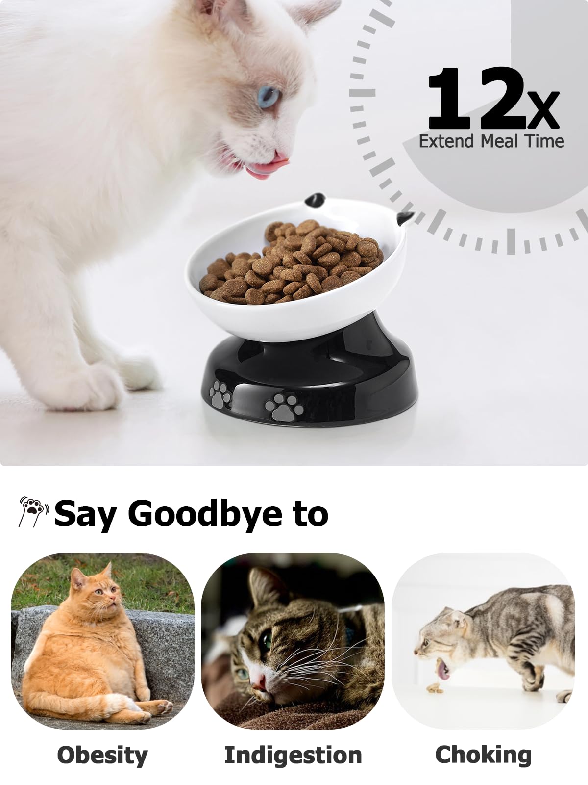 YYHY ceramic cat slow feeder's stable base resists tipping during meals