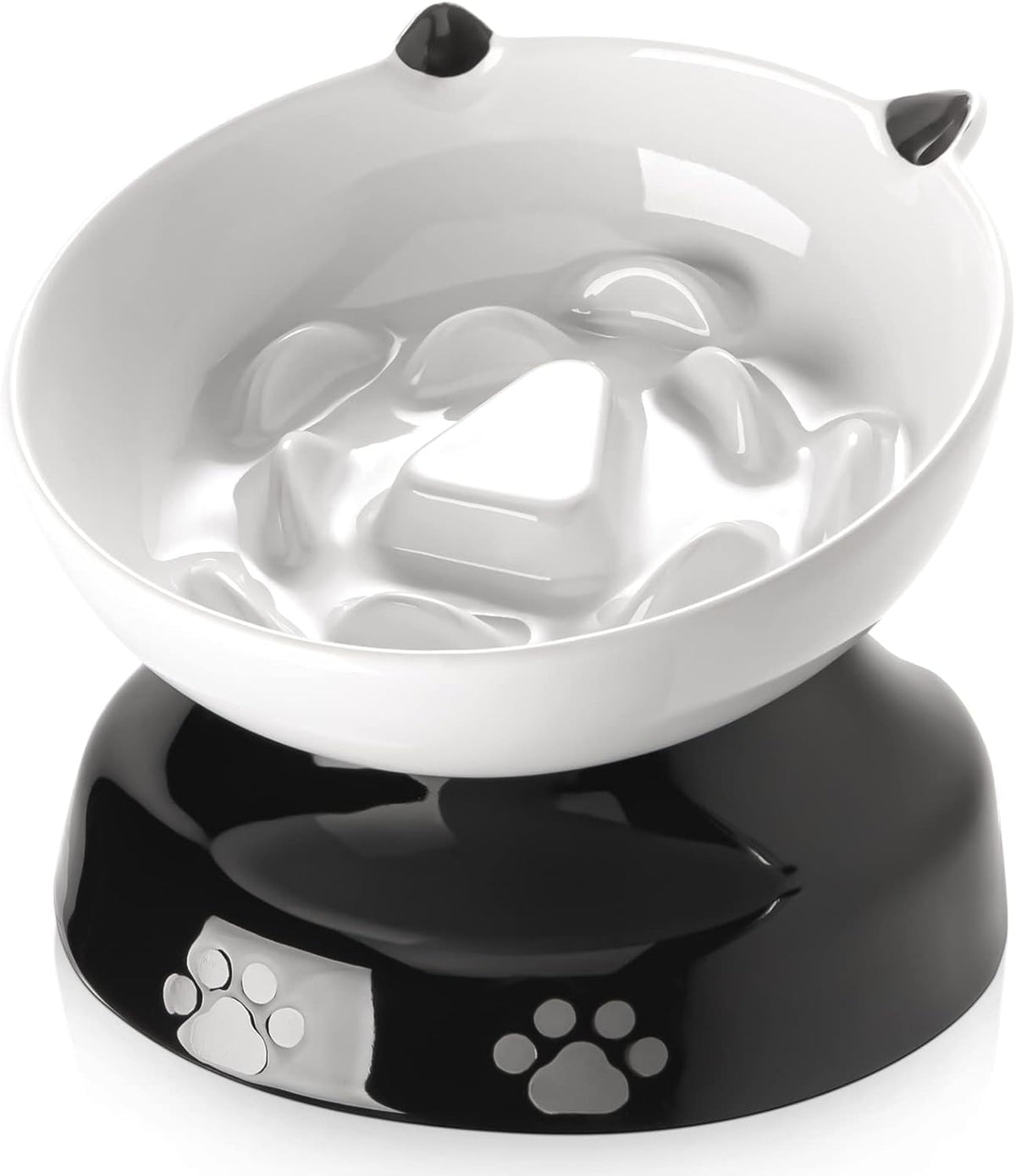 YYHY ceramic cat slow feeder with tilted bowl supports relaxed mealtime and easier swallowing