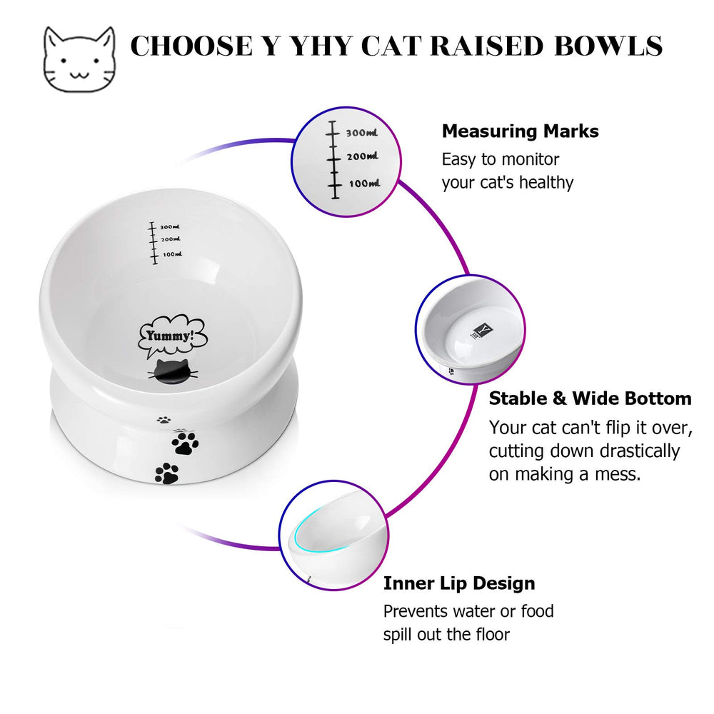 Y YHY elevated cat bowl ceramic material offers durable, scratch-resistant surface.