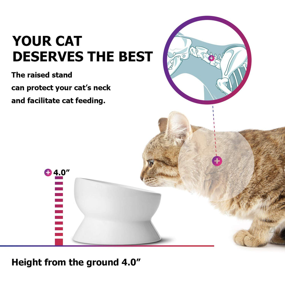 Y YHY elevated cat bowl tilted design reduces neck strain during meals.