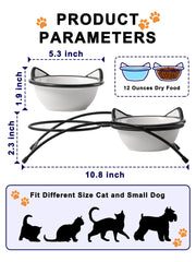 Y YHY elevated cat bowls on stand shown at dining height for steady feeding