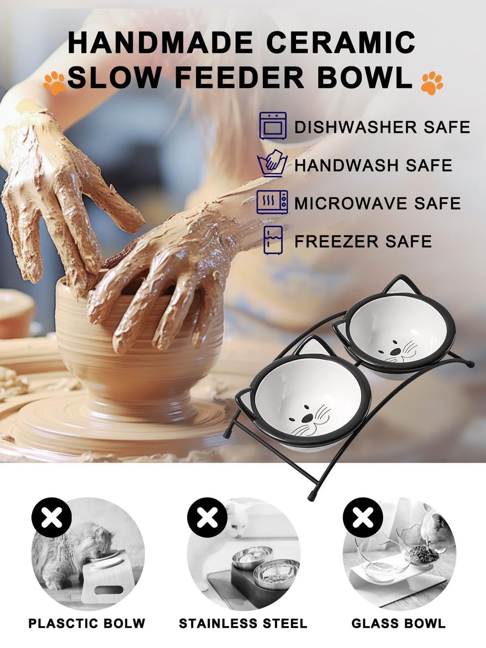 Y YHY ceramic bowls for cats and small dogs, durable daily use