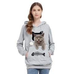 YYW Cat Pouch Hoodie front view for hands-free pet bonding and warmth
