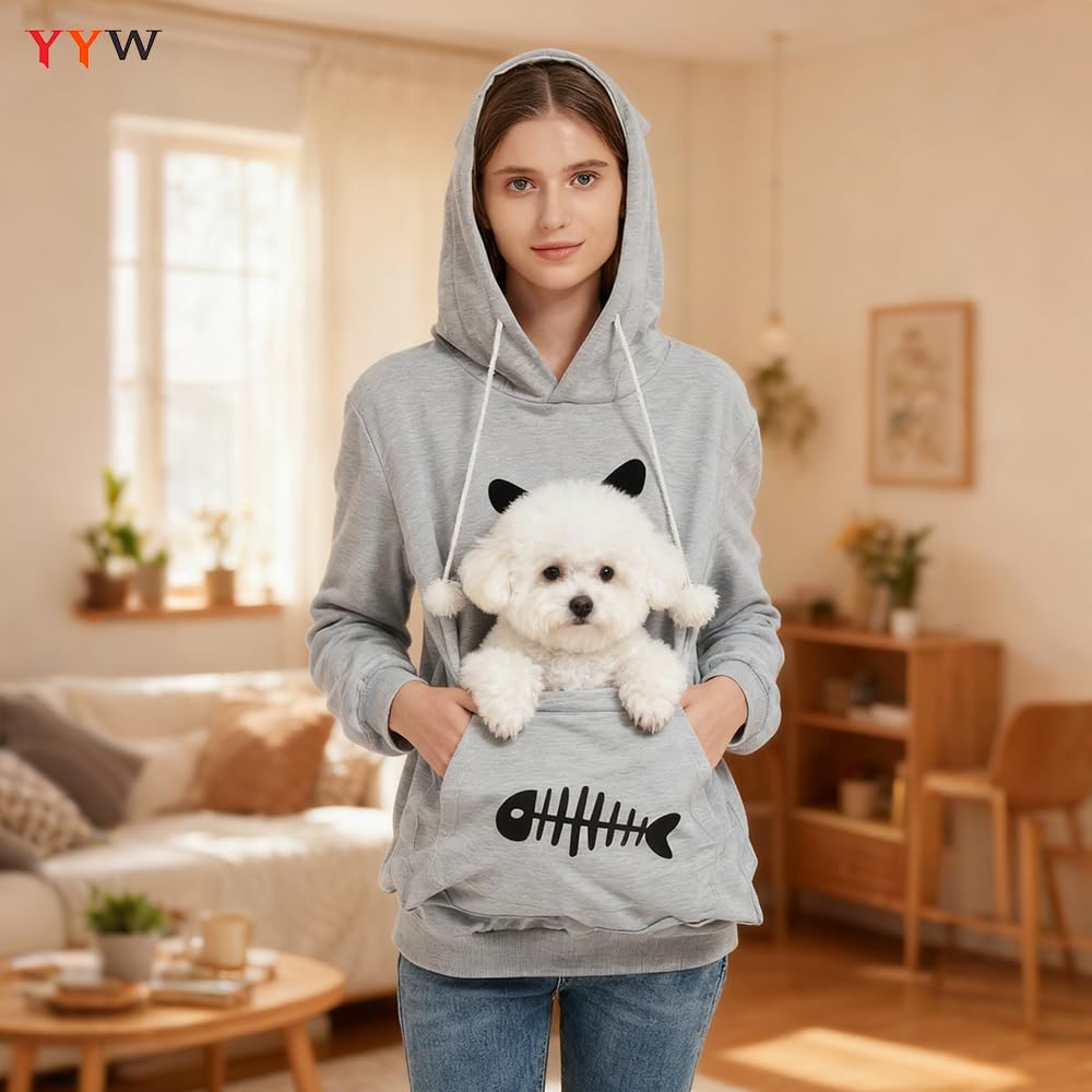 YYW Cat Pouch Hoodie hood and drawstring for adjustable warmth