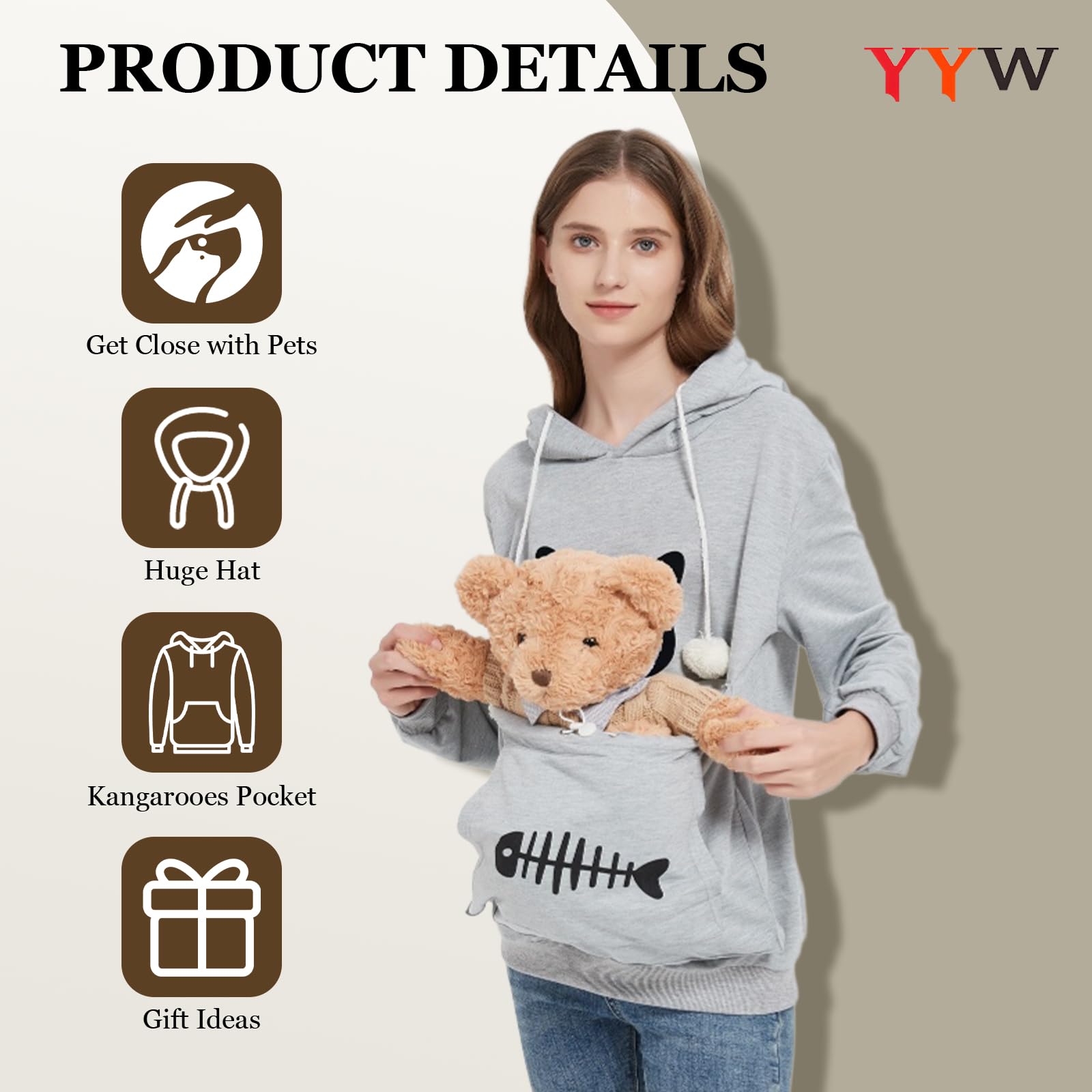 YYW Cat Pouch Hoodie unisex-fit image suggests versatile gifting option