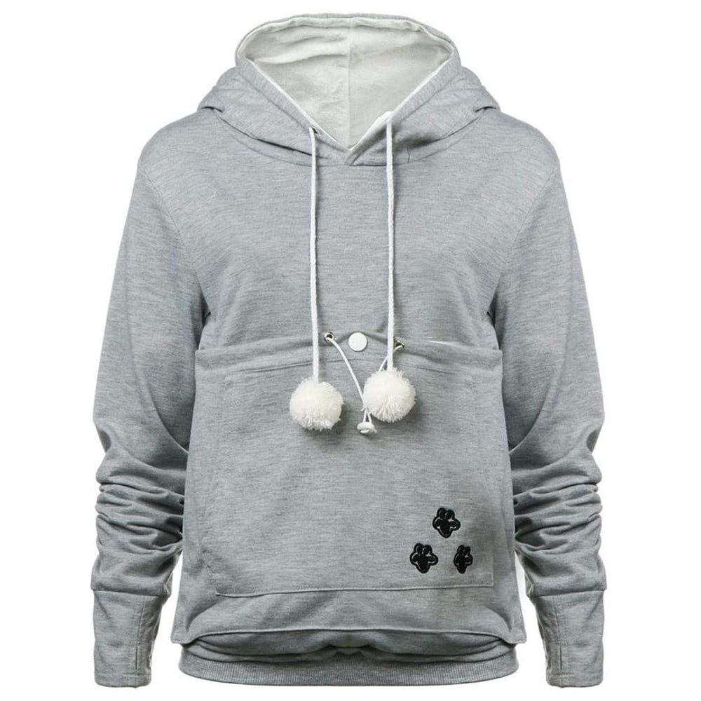 YYW women's pet hoodie front view in gray, cozy fit for you and your pet.
