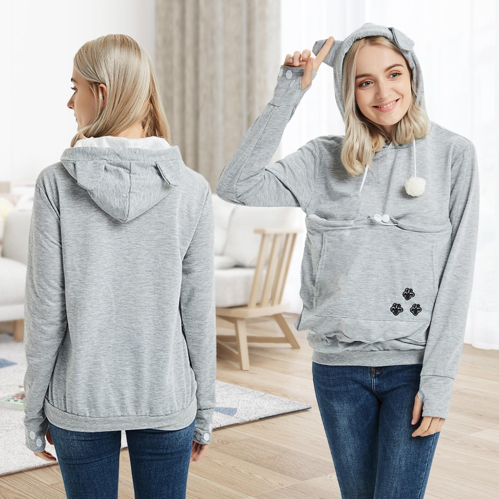 YYW pet hoodie side view shows convenient pet pouch during walks.