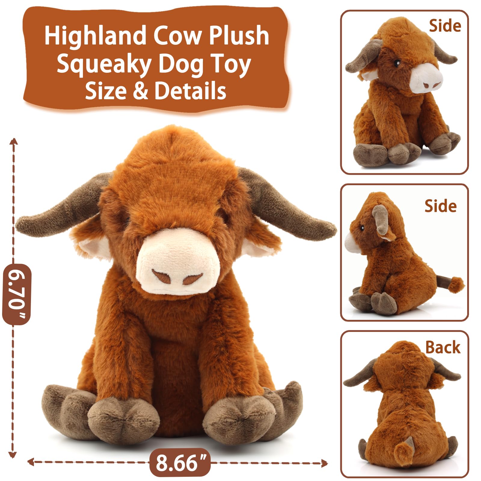 YZHDUXIU Highland Cow toy durable plush material resists wear.