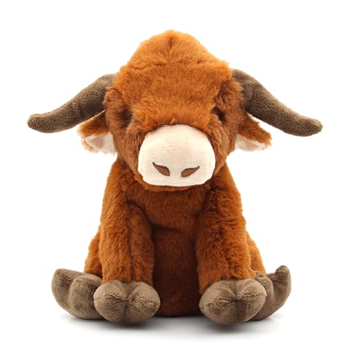 YZHDUXIU Highland Cow toy fuzzy coat detail sparks curiosity during play.