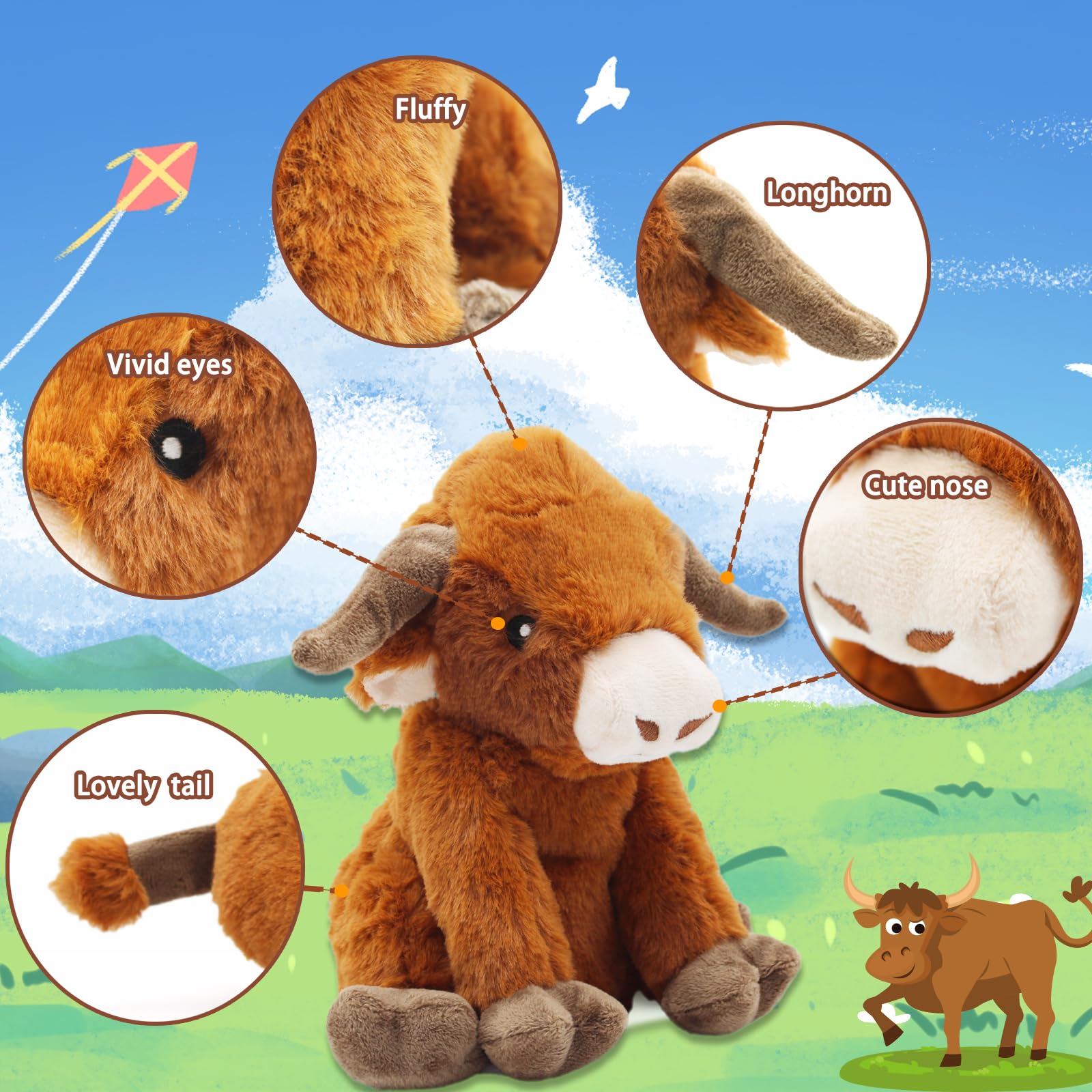 YZHDUXIU Highland Cow toy lightweight for small pets to carry.