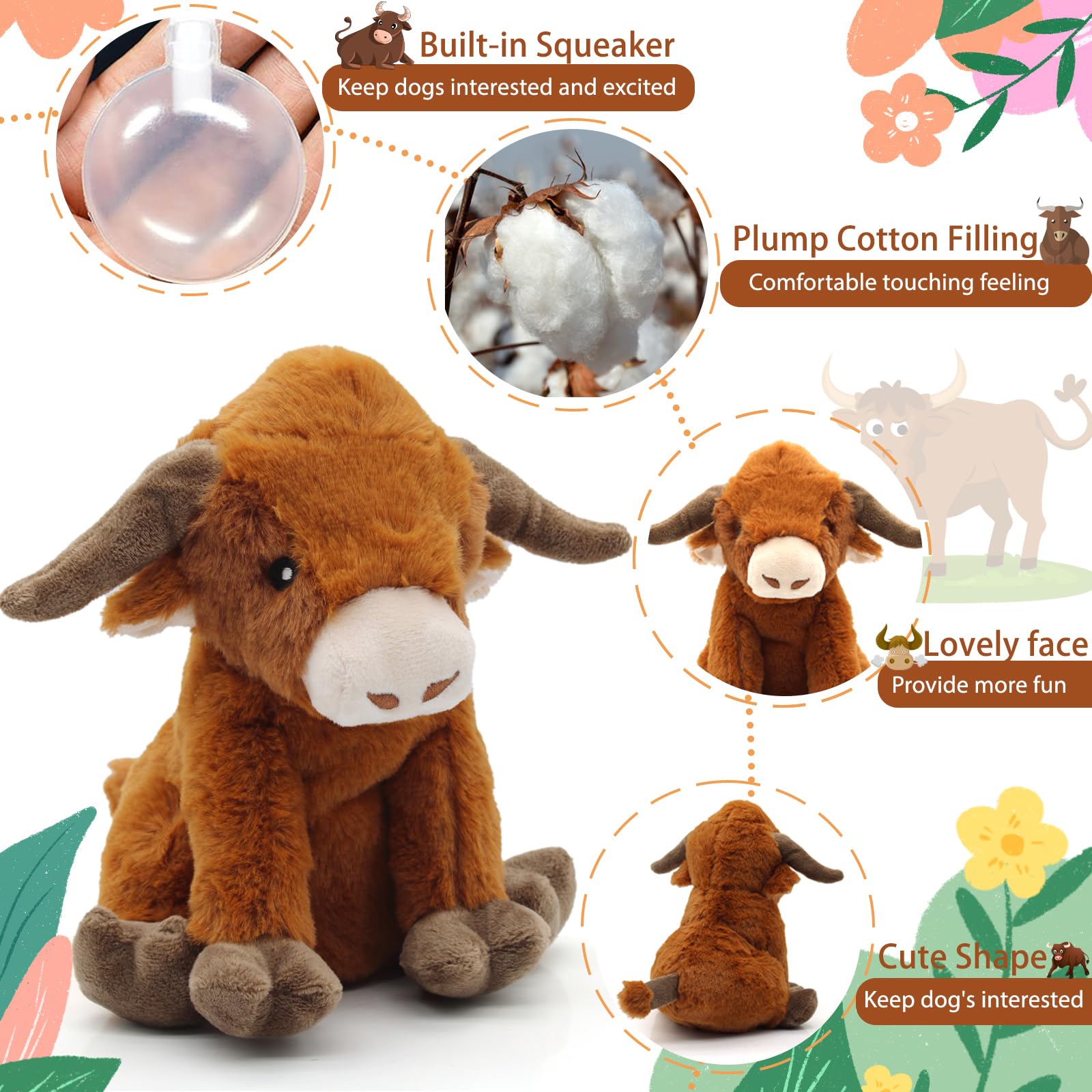 YZHDUXIU Highland Cow toy machine-washable for easy cleaning.