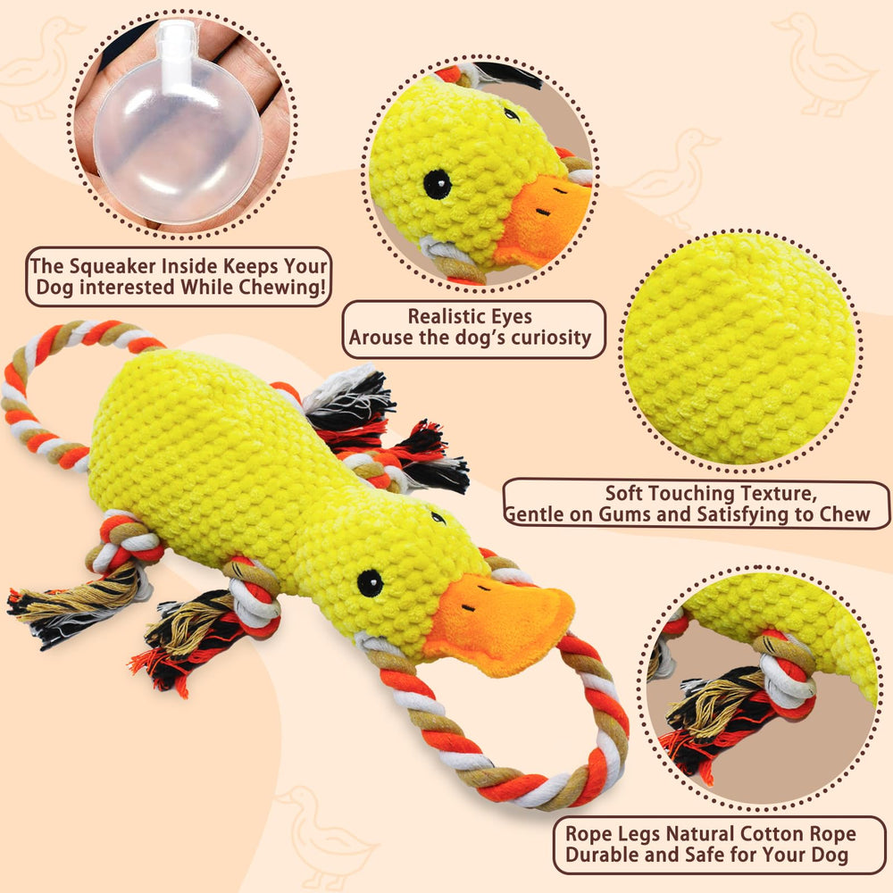 YZHDUXIU Plush duck dog toy provides comfort during storms with soft texture and gentle squeaks.