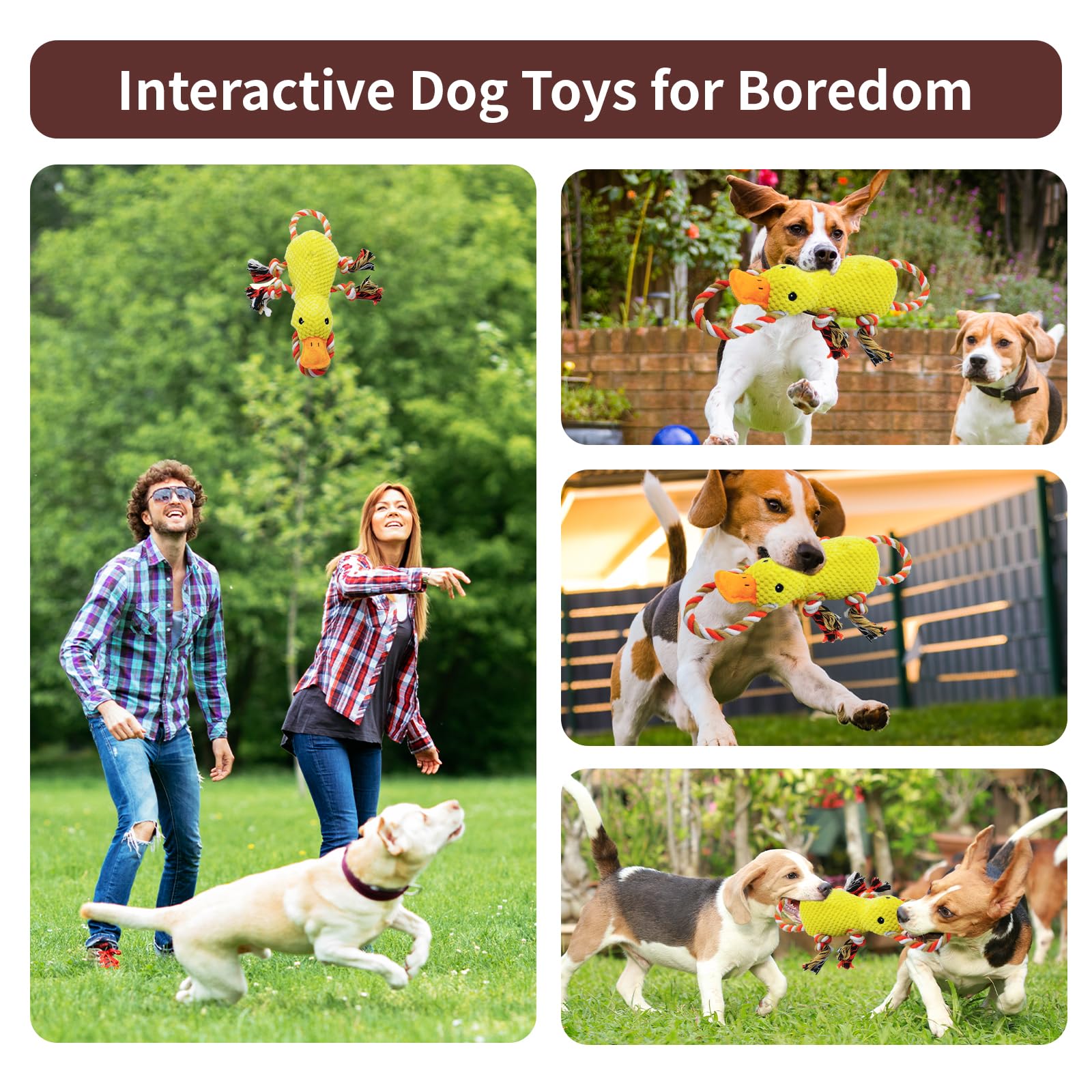 YZHDUXIU Squeaky duck toy helps keep dogs busy and reduces boredom during alone time.