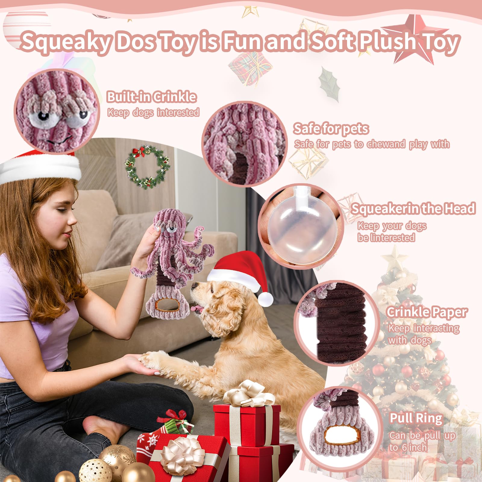 YZHDUXIU octopus toy with extendable spring belly supports pulling fun.