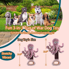 YZHDUXIU squeaky octopus toy side view for tug-of-war and bonding.