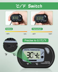 Zacro submerged-probe thermometer showing water-reading capability without submerging unit.