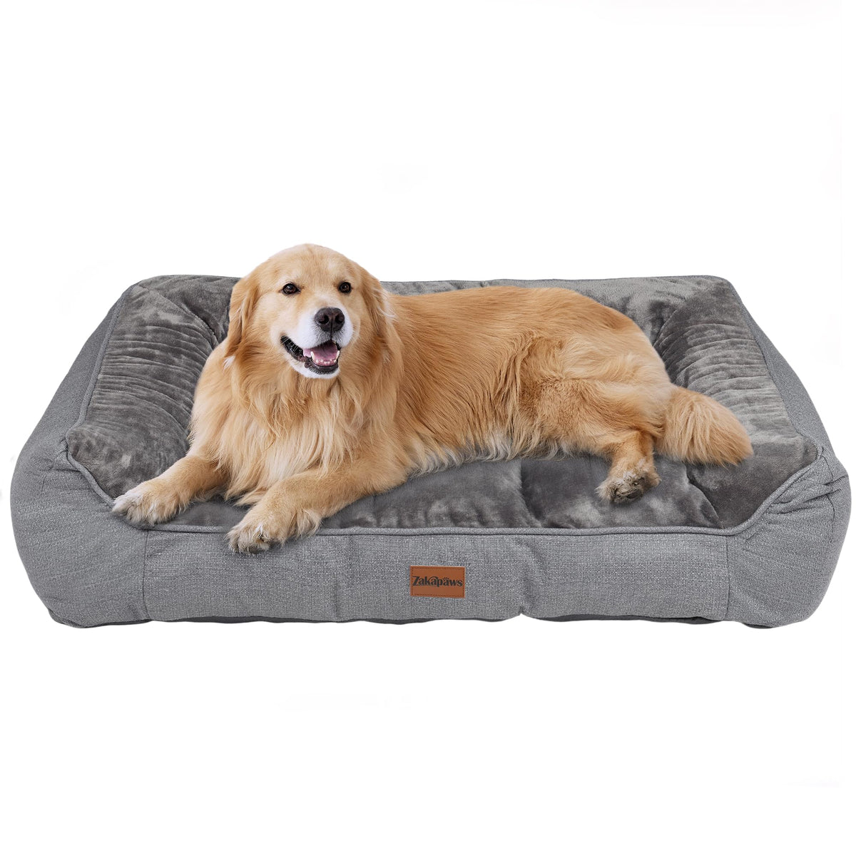 ZAKAPAWS orthopedic bed with side bolster for large dogs, joint-supporting comfort