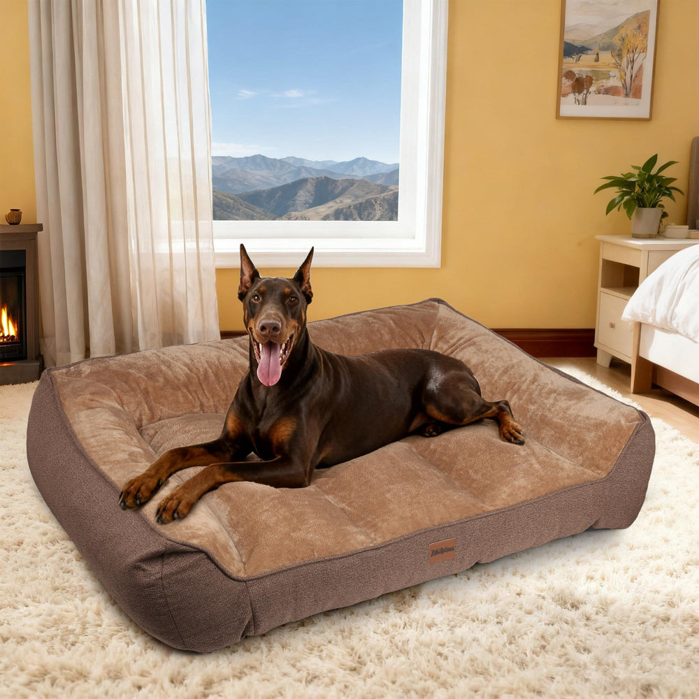ZAKAPAWS extra-large brown bed suits big dogs and home decor.
