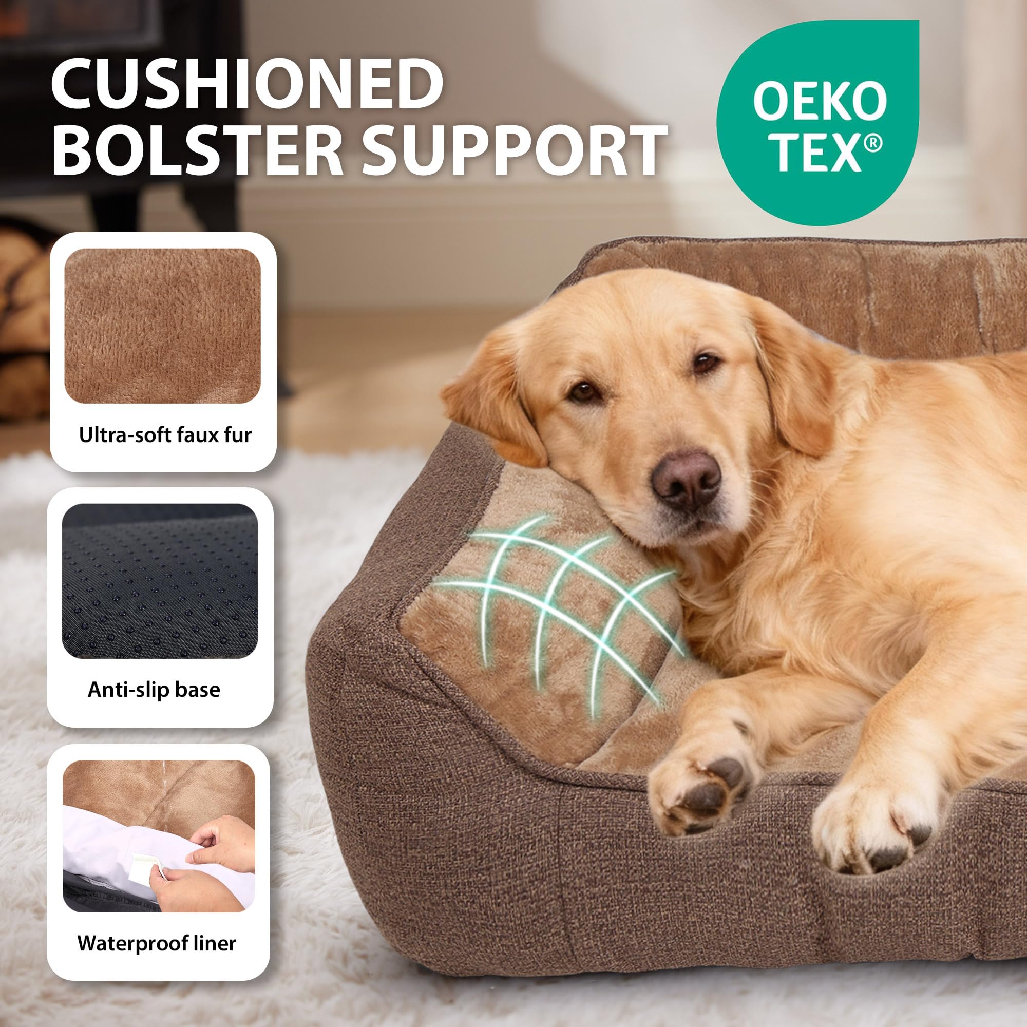 ZAKAPAWS waterproof lining protects the bed from spills for easy cleanup.