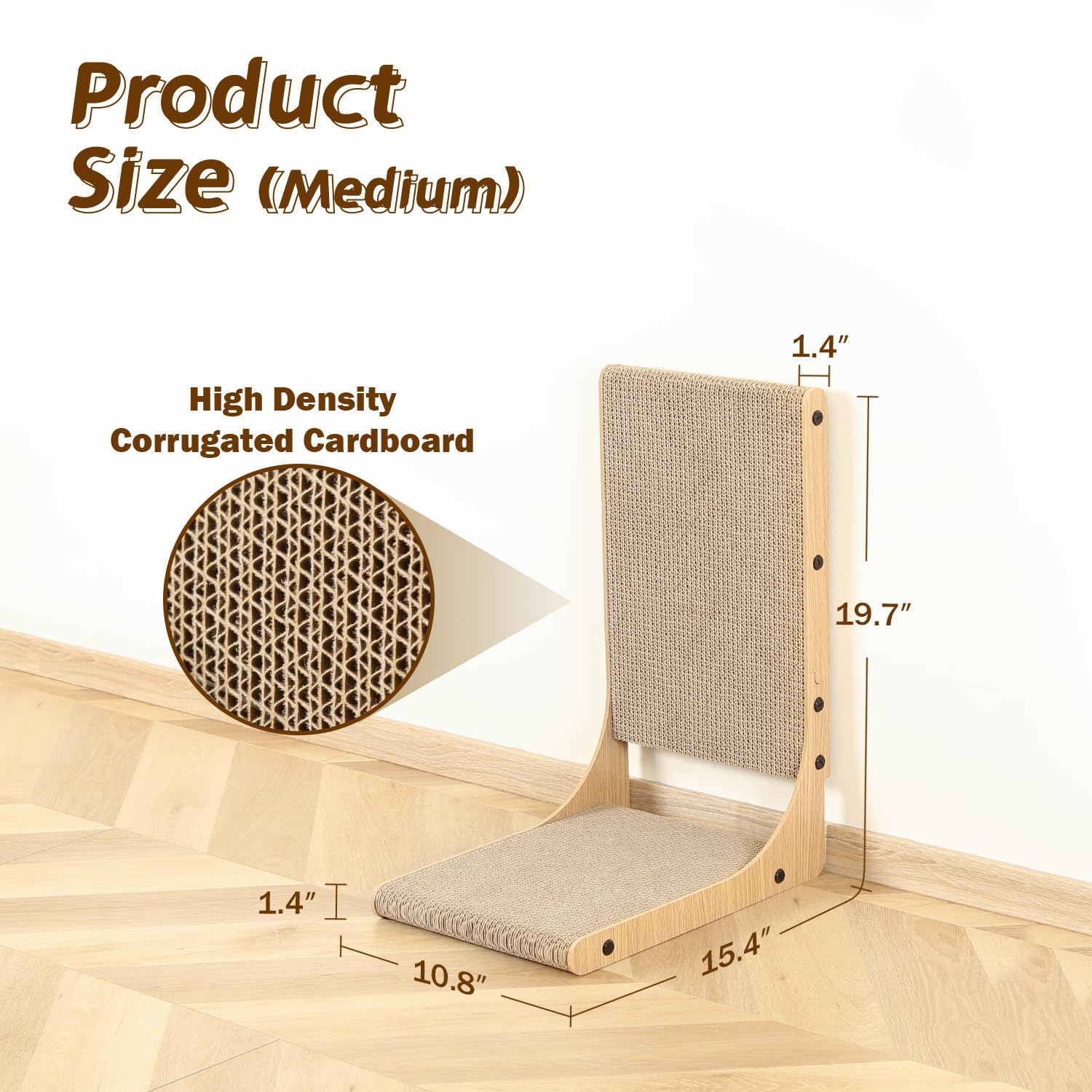 Zakkart large scratcher showing dimensions 25-6x14-6x11-8 for larger rooms