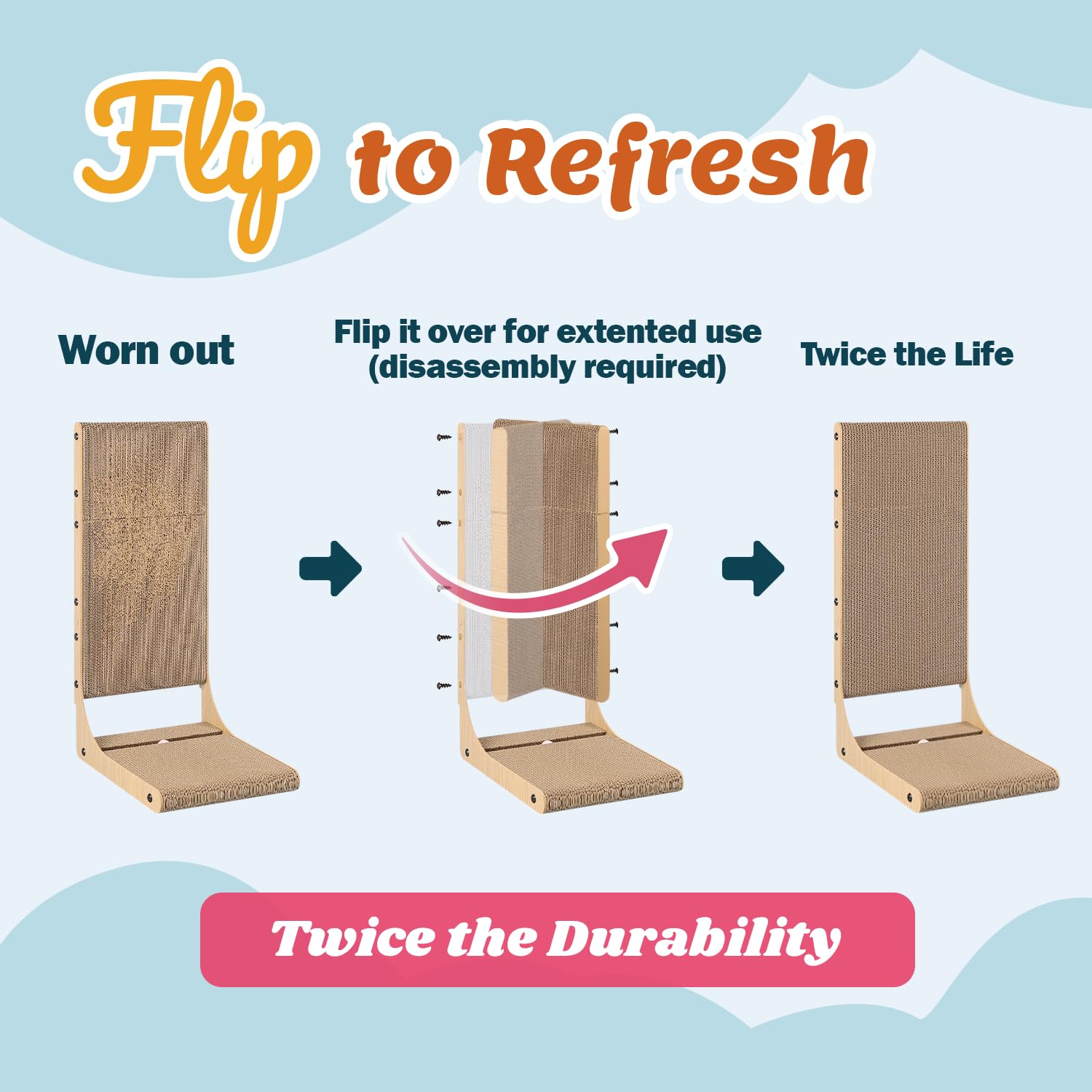 Zakkart reversible pad scratcher showing both sides for extended life.