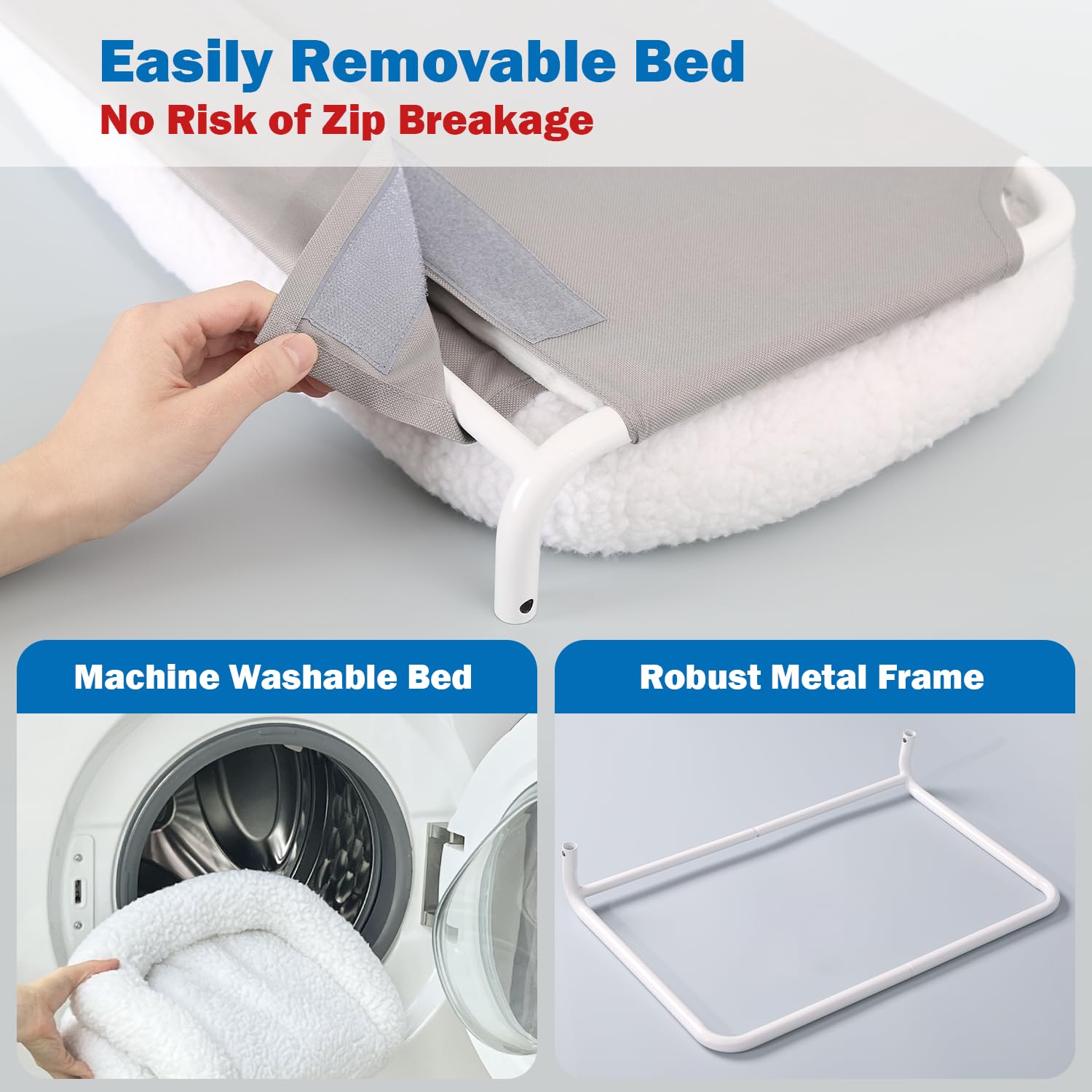 Zakkart robust metal frame provides secure support for energetic cats.