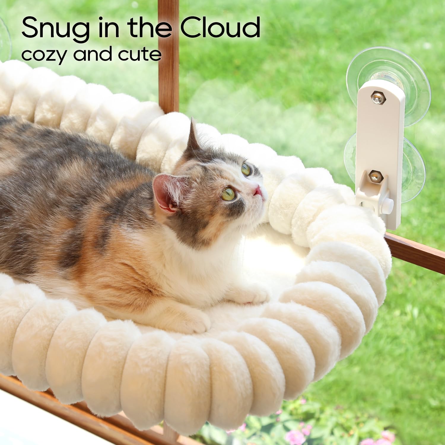 Zakkart SnugCloud cat-napping on the perch evokes calm, cozy windowside retreats.