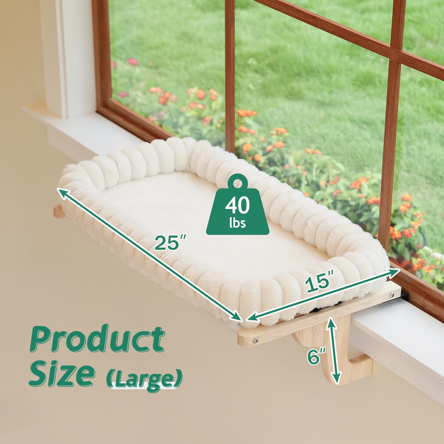 Zakkart SnugCloud solid hardwood frame emphasize durable window perch construction.