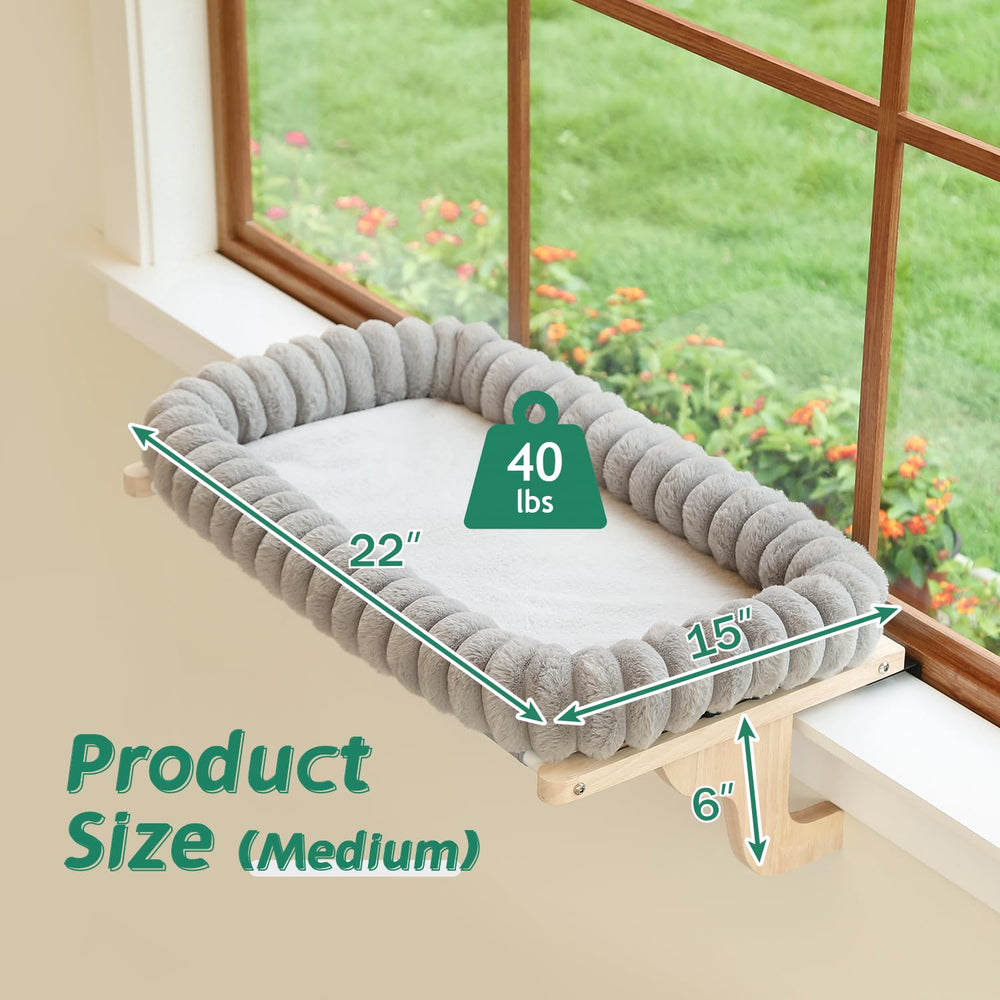 Zakkart SnugCloud window-use sunlit perch for daytime bird-watching and feline view.