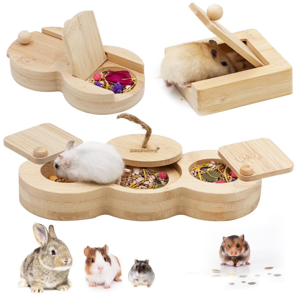 ZALALOVA bamboo-foraging-toys-3pc boost activity and curiosity for small pets.