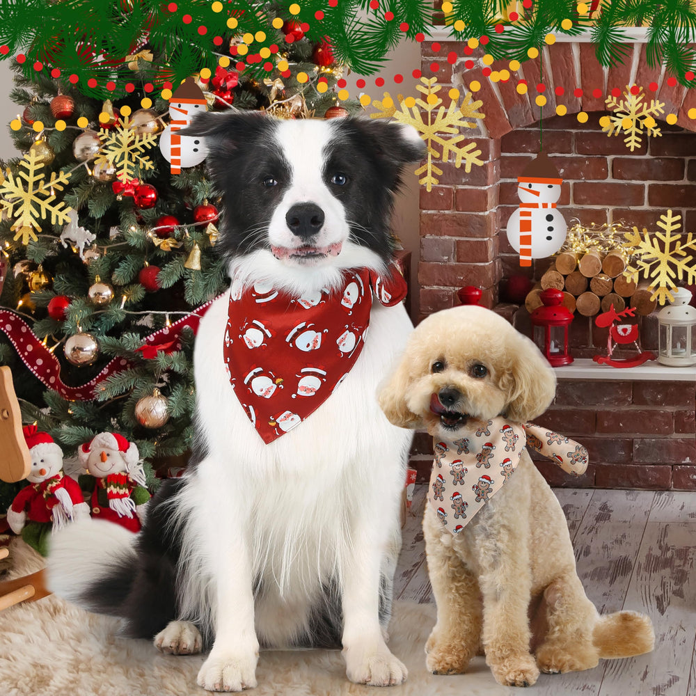ZALBYUY dog bandana gingerbread-man design for cute holiday styling
