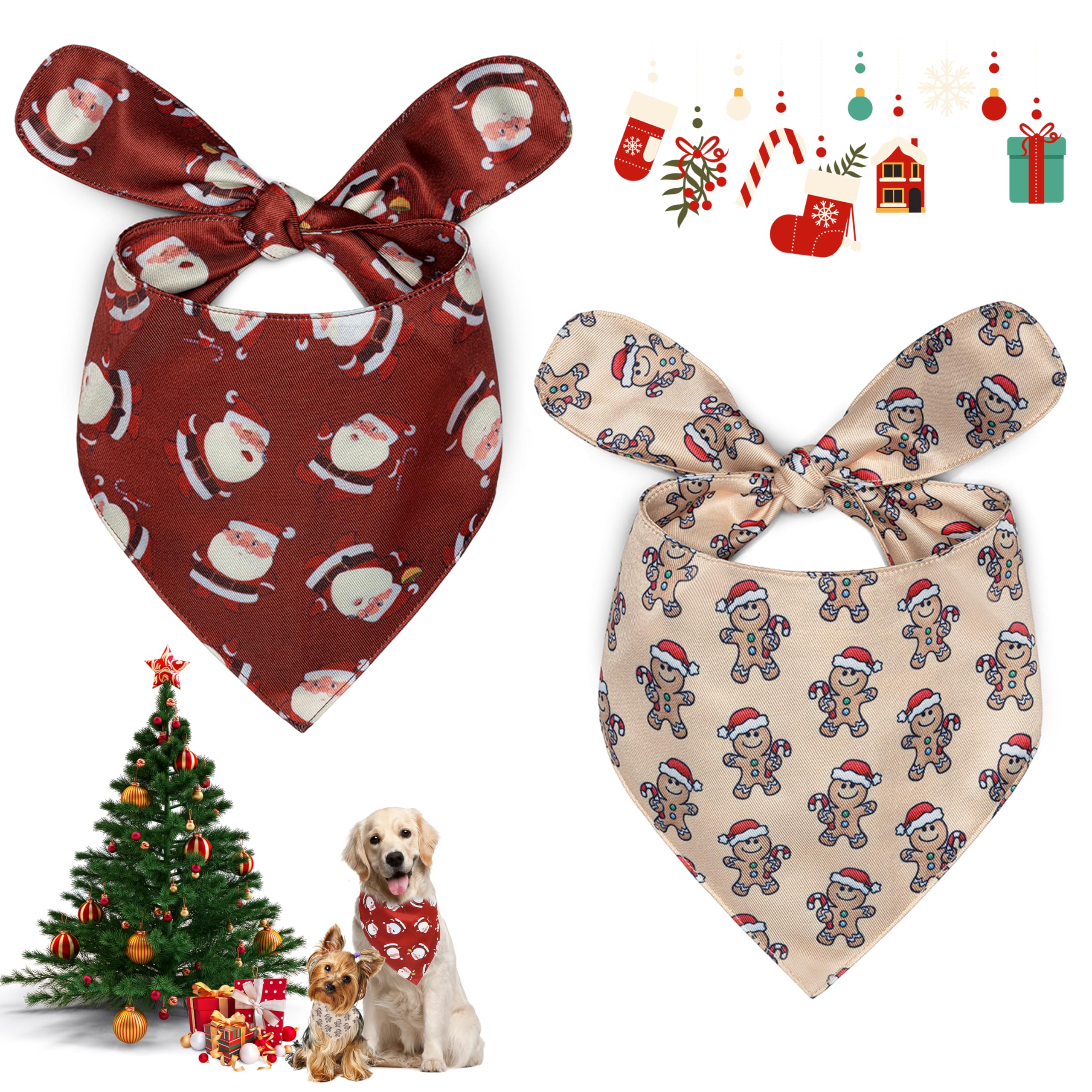ZALBYUY dog bandana Santa Claus design for festive photo moments