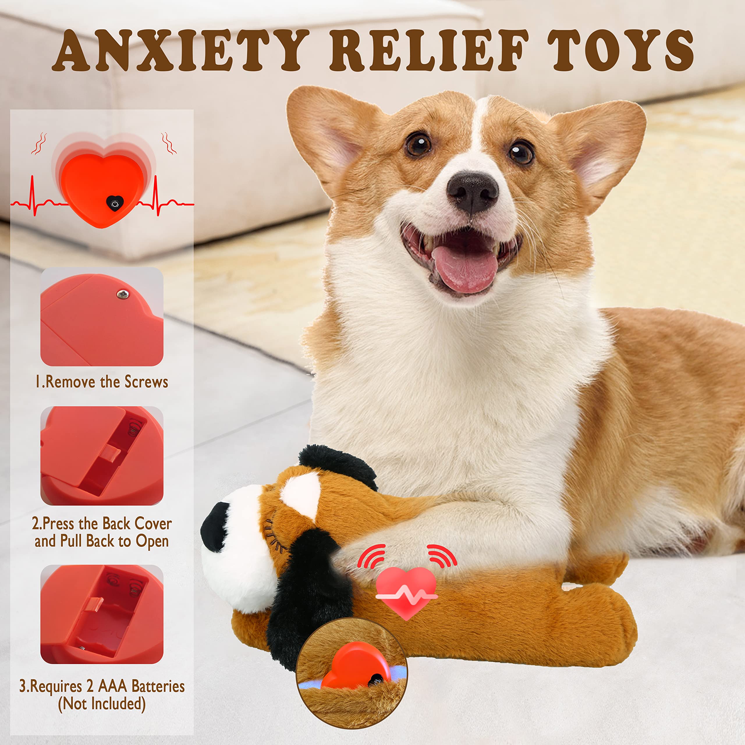 ZALBYUY Heartbeat Puppy Toy in use offers comforting snuggles during rest
