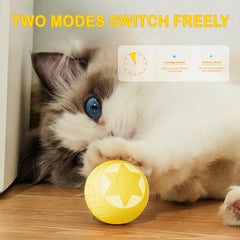 ZALBYUY Cat Ball Toy in intelligent mode demonstrates adaptive movement and obstacle avoidance.
