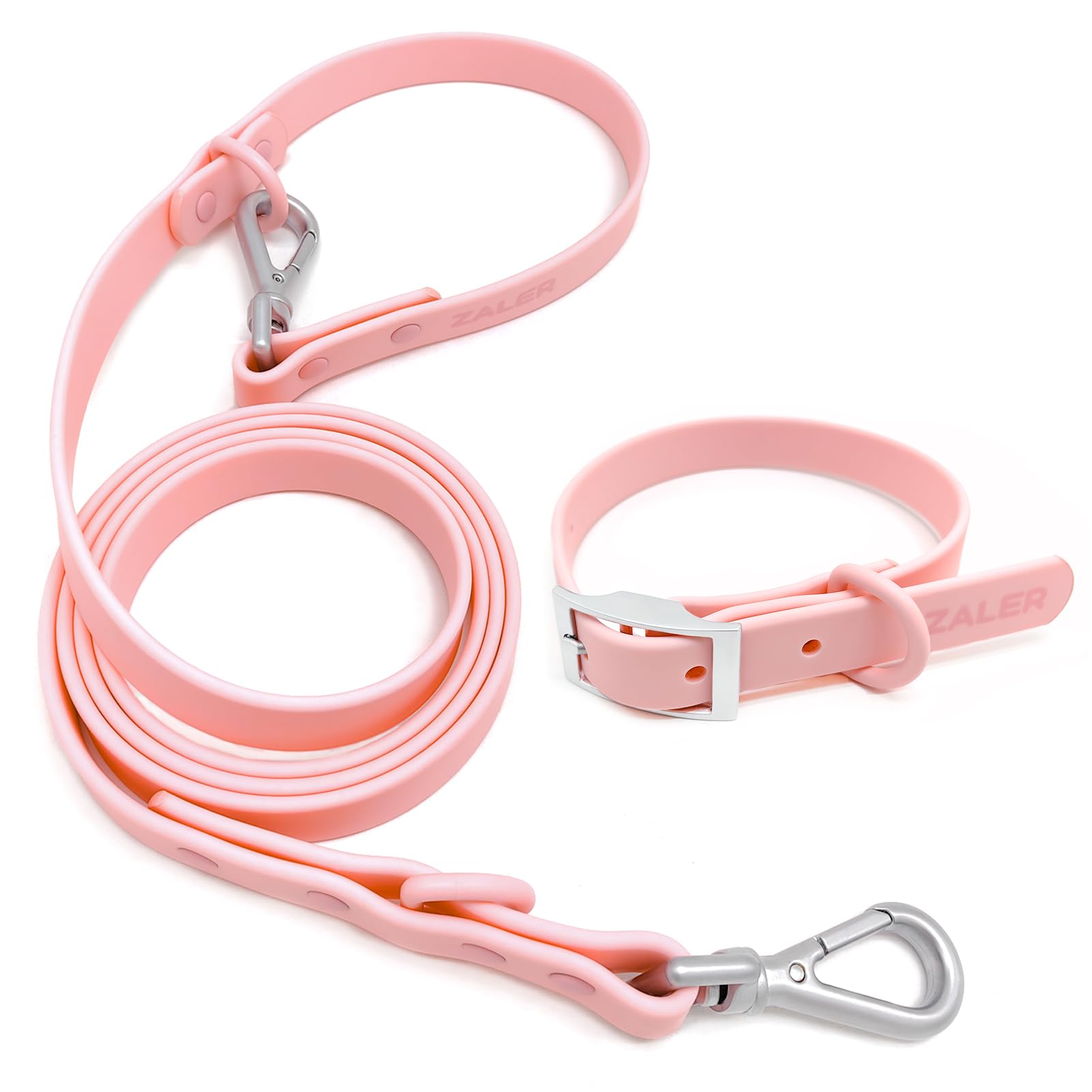 ZALER dog collar waterproof material close-up shows durable PVC coating for all-weather use.