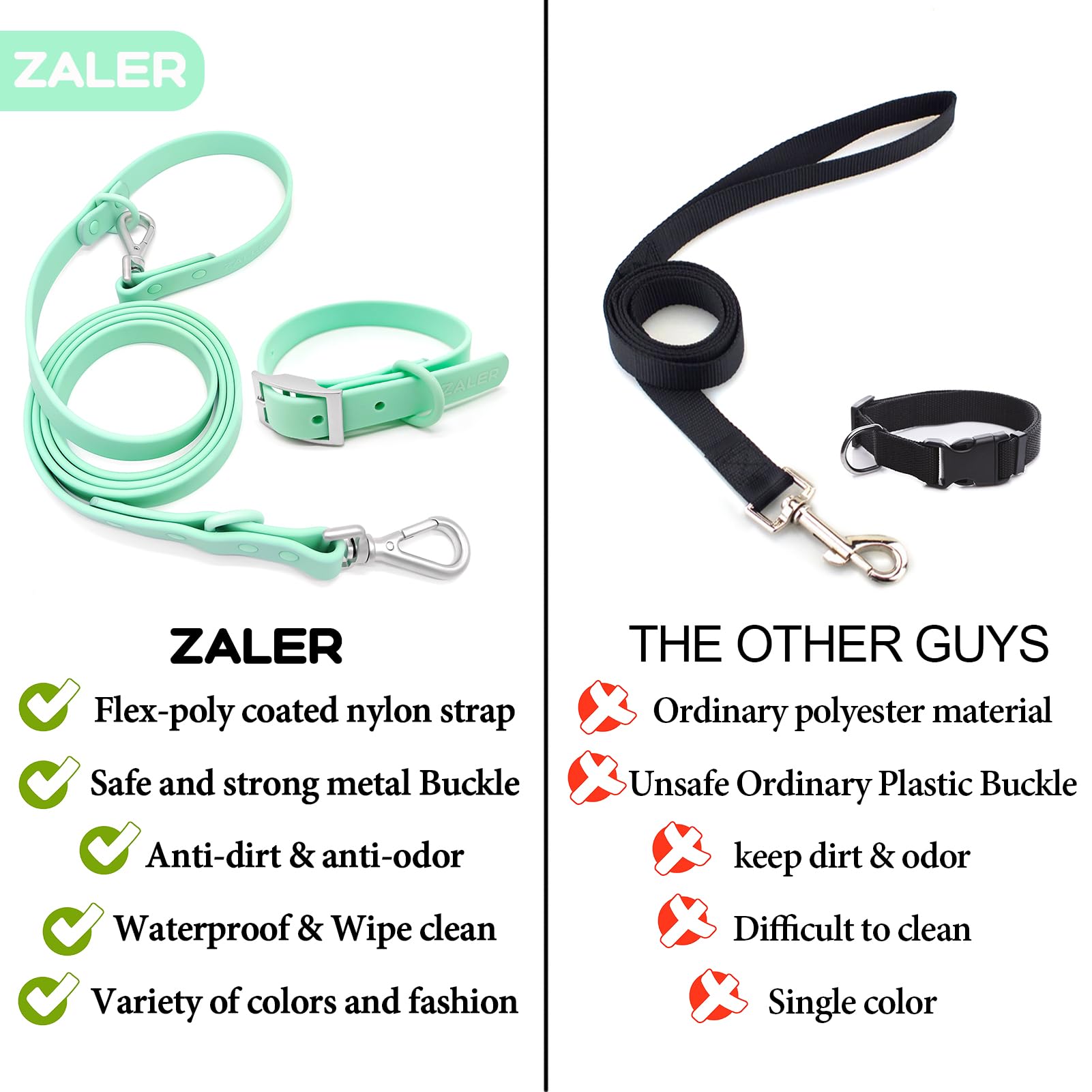 ZALER dog leash 6ft shows comfortable length for everyday walks.
