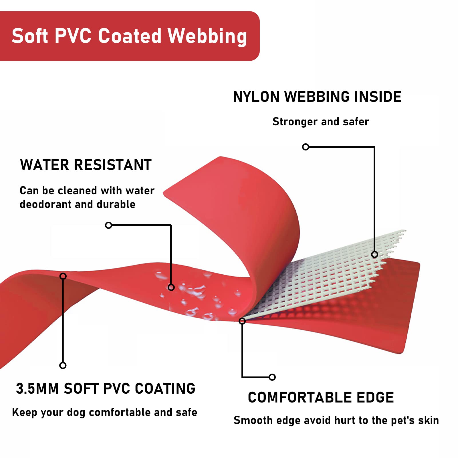 ZALER dog leash waterproof-6ft ideal for outdoor adventures with tough, easy-clean design.