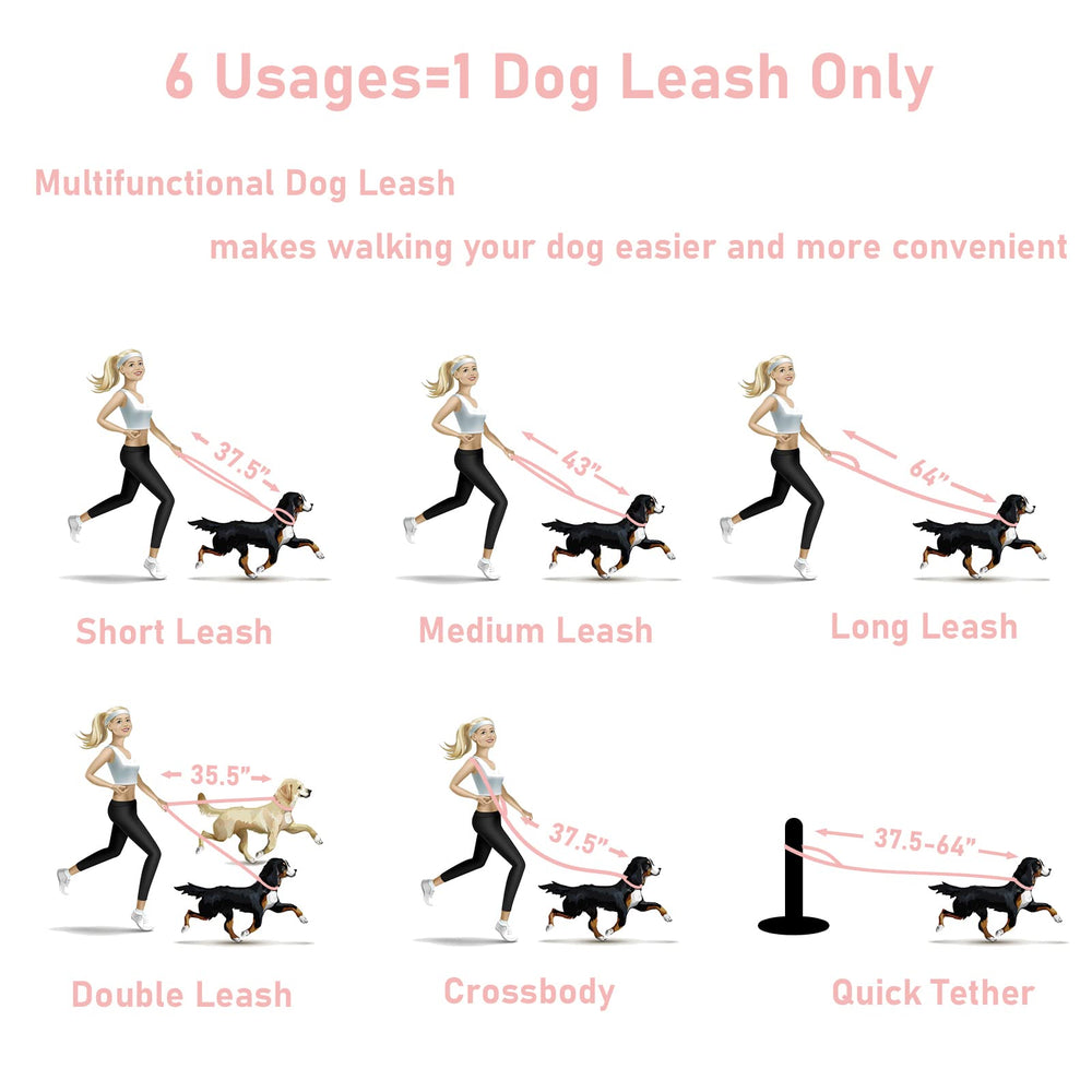 ZALER 6ft leash gives moderate range for safe walking with two-hand control.