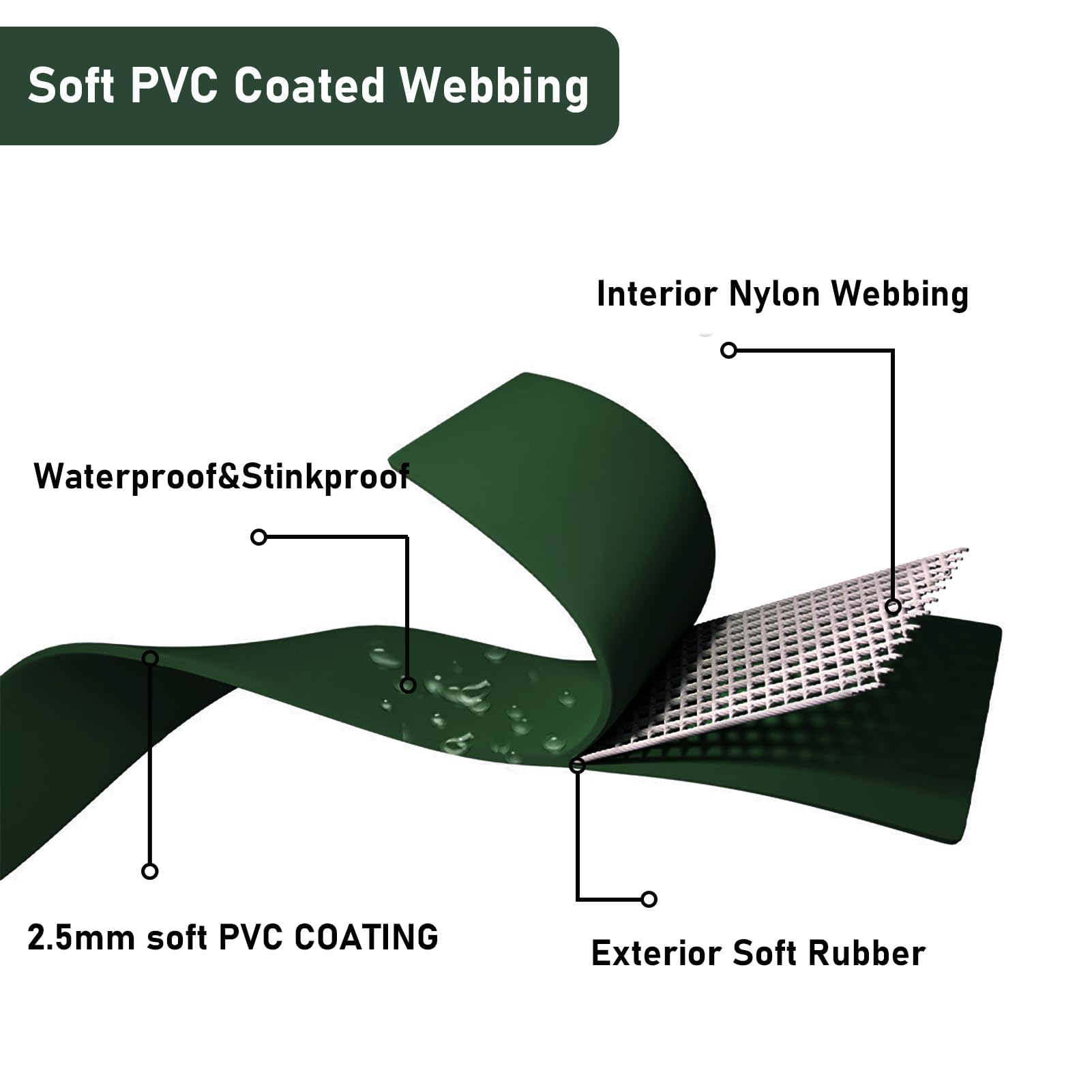 ZALER Long Dog Leash odor-proof fabric close-up highlights easy odor control after adventures.