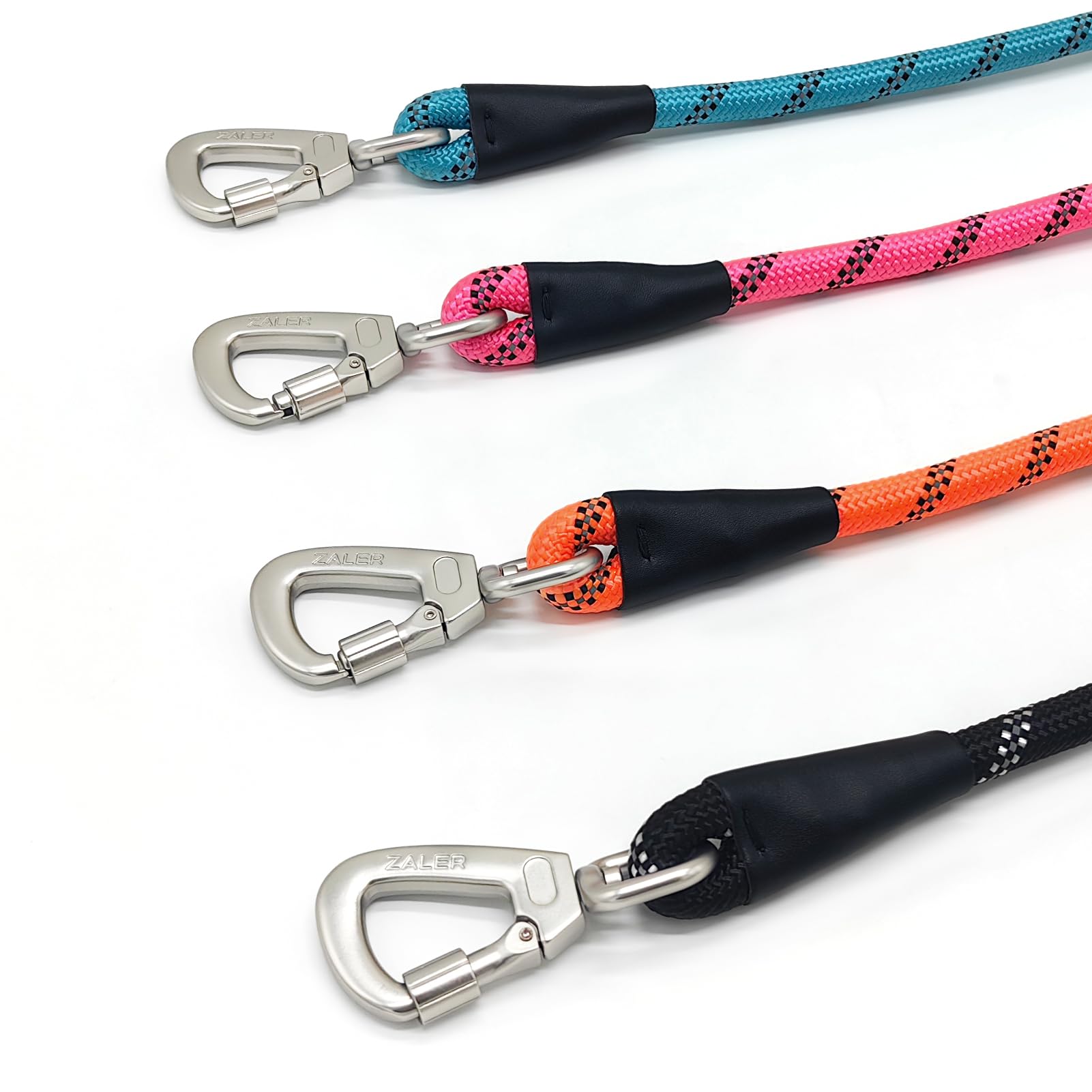 ZALER long dog leash outdoor-use imagery highlights versatility for camping and backyard play.