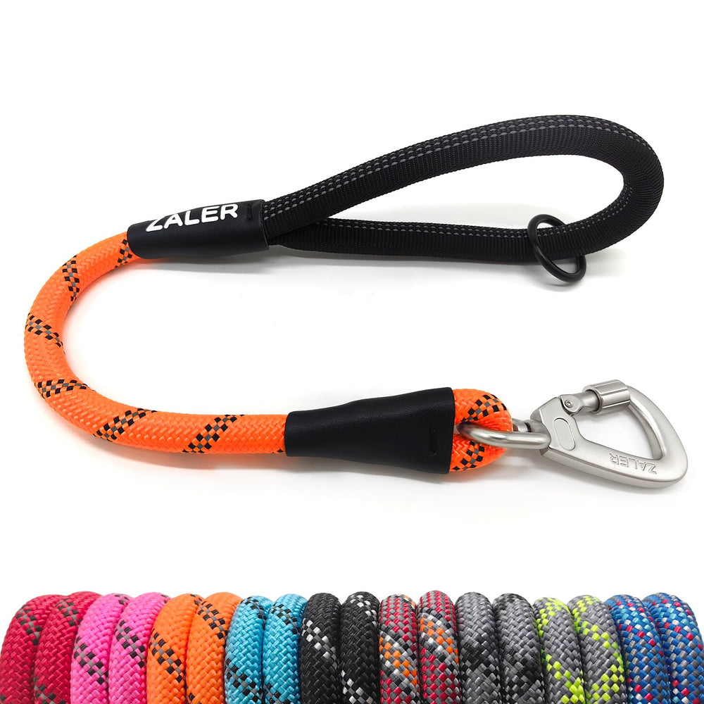ZALER short dog leash orange 18-inch overview for city walks