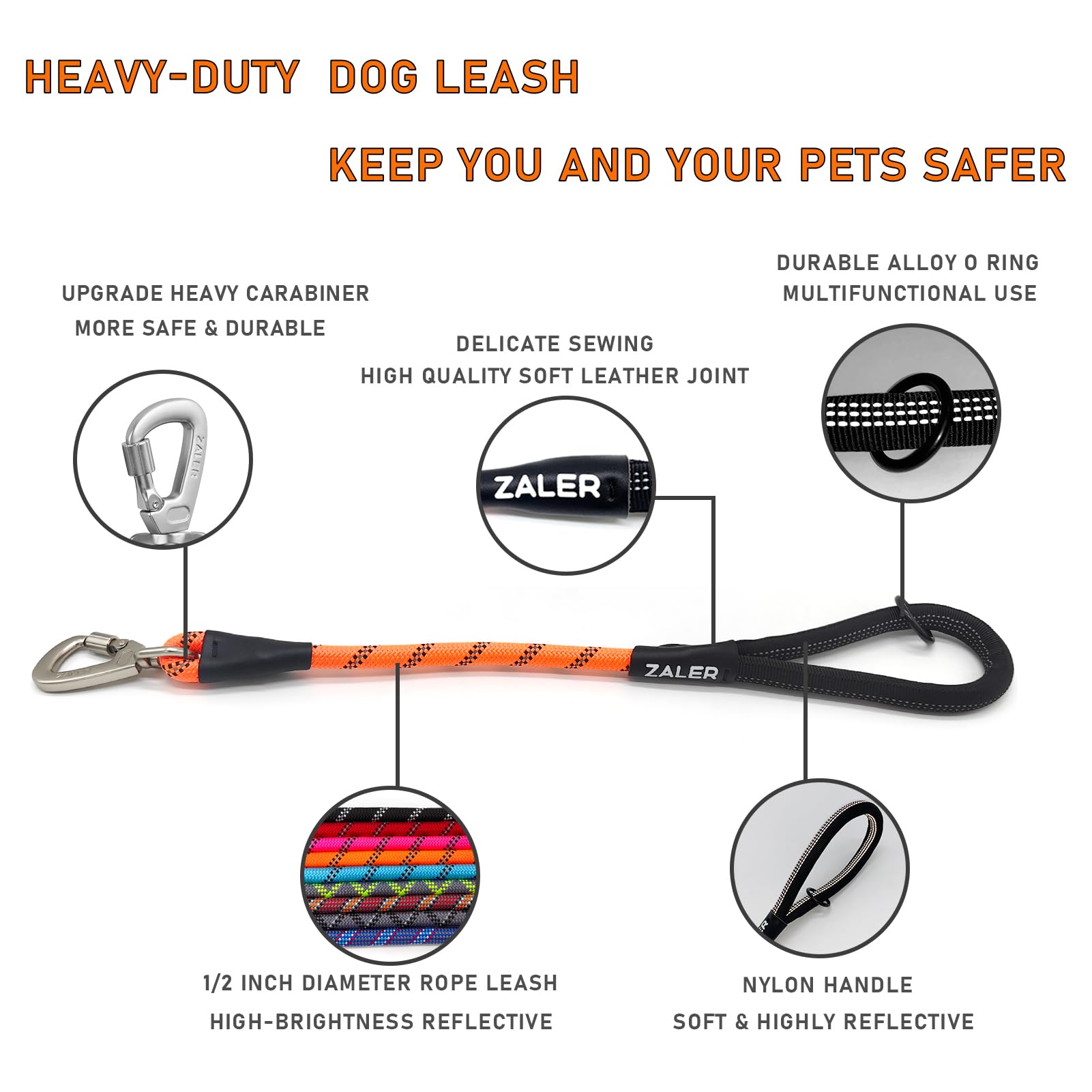 ZALER luminous reflective threading boosts night visibility for pets