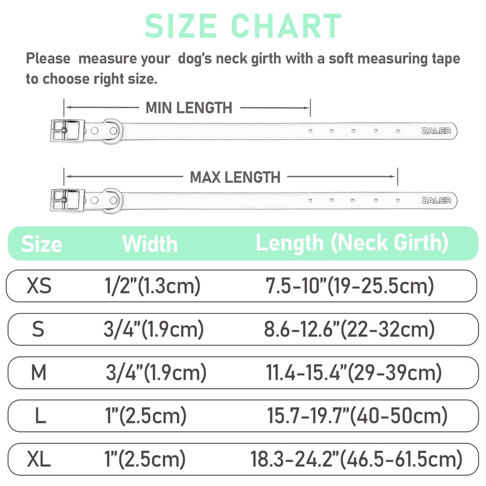 ZALER waterproof dog collar soft texture and mint-green color pop for park outings.