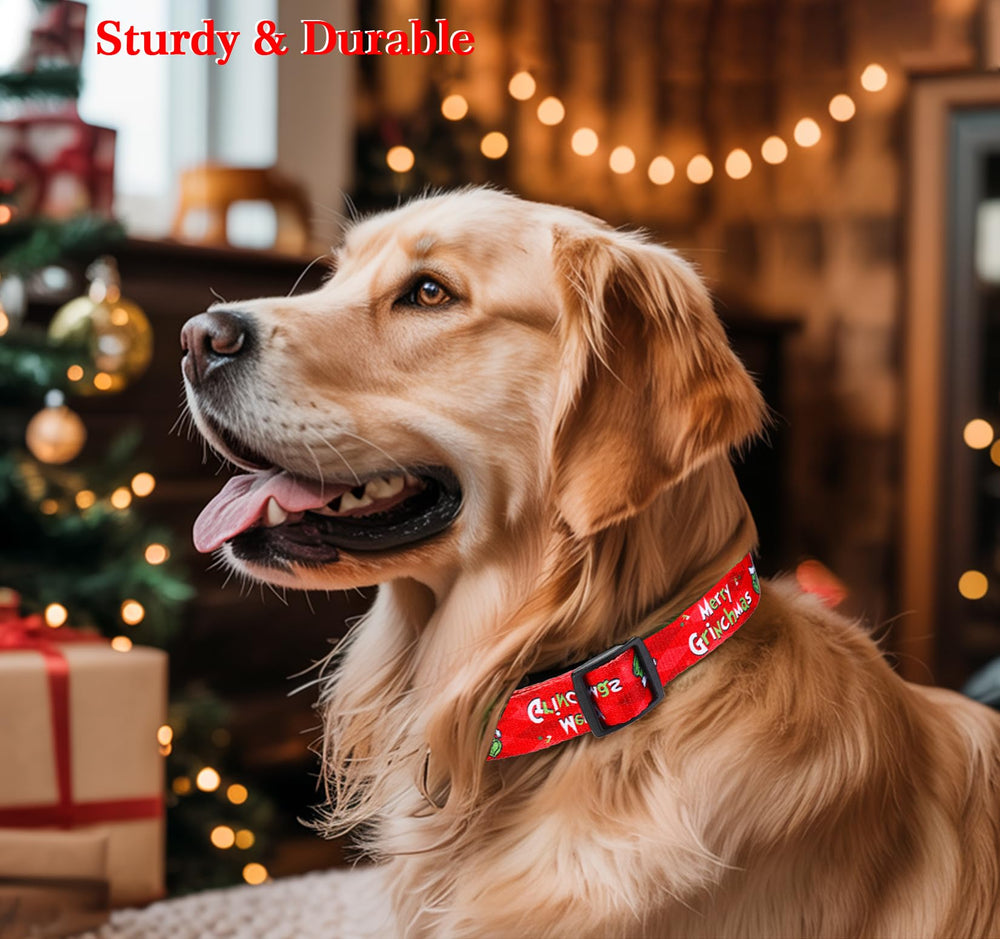 ZamouK Christmas dog collar adjustable straps for comfy sizing.