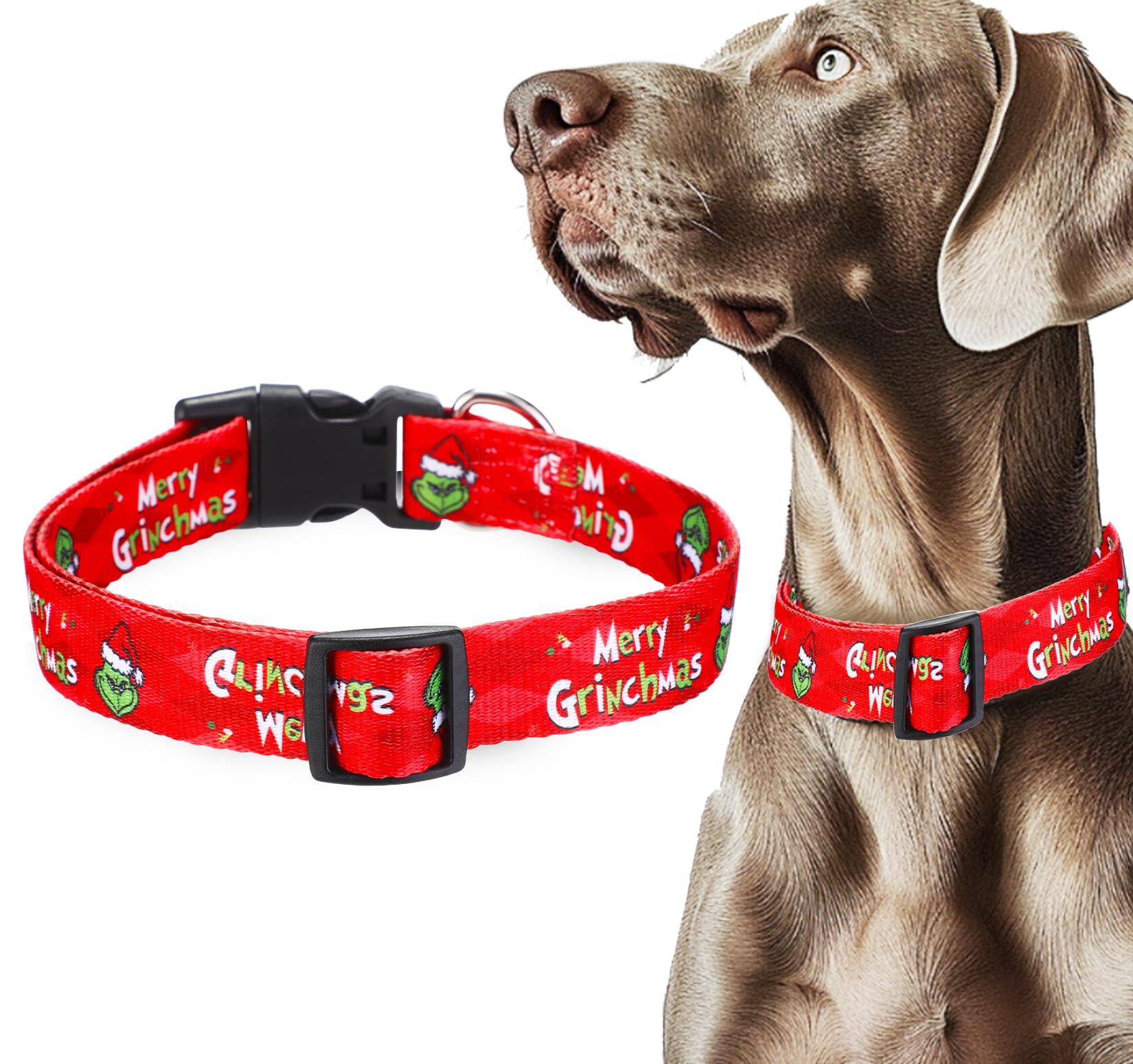ZamouK Christmas dog collar red webbing for festive style and durability.