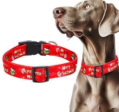ZamouK Christmas dog collar red webbing for festive style and durability.