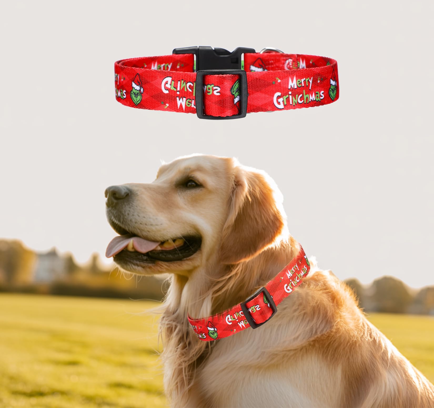 ZamouK Christmas dog collar stitching detail highlights durability.