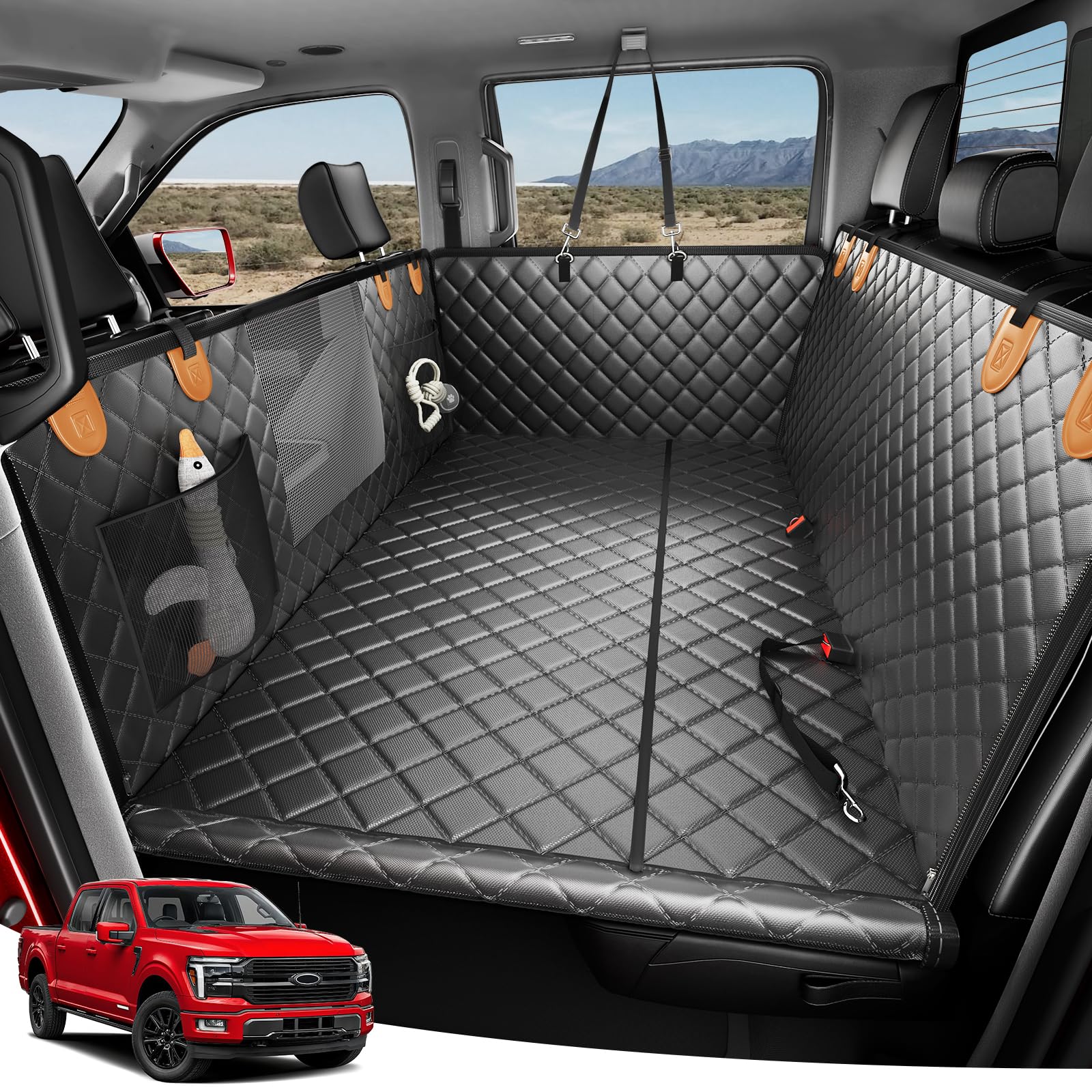 Zanch heavy-duty dog truck seat cover hammock mode keeps dogs comfy on long trips.